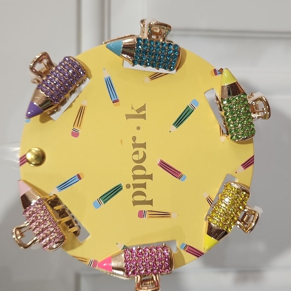 ✏️🔹️ Piper K Muliticolor Metal Hair Pencil Rhinestone Clips Set ✨️✏️ - Picture 3 of 3
